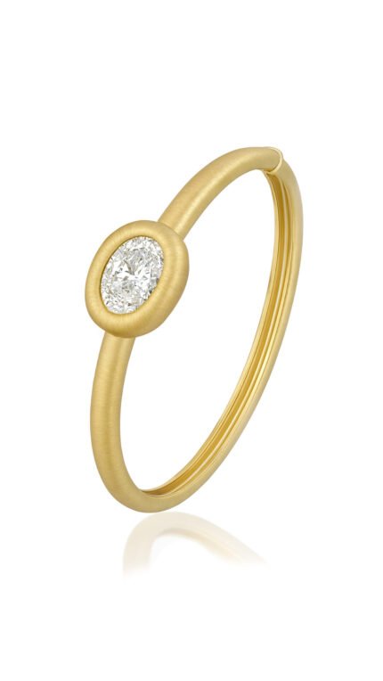 18K Yellow Gold Diamond OV Bangles