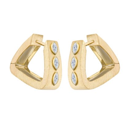 18K Yellow Gold Diamond MQ Brush Small Earring