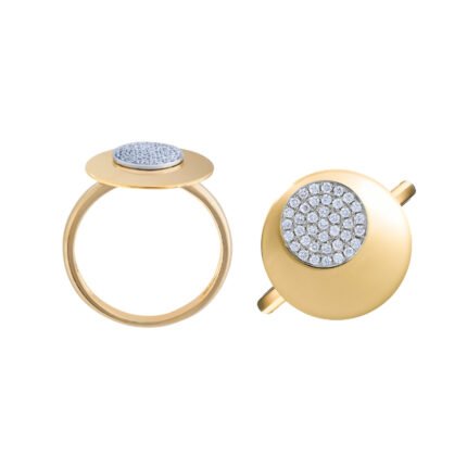 18K Yellow Gold Diamond High Gloss Ring 15mm