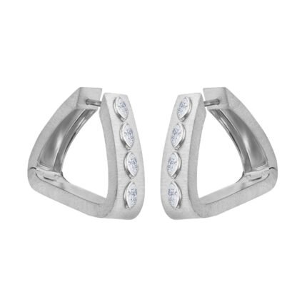 18K White Gold Diamond MQ Brush Large Earring