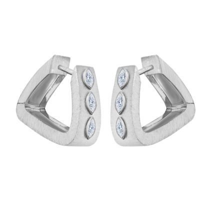 18K White Gold Diamond MQ Brush Small Earring