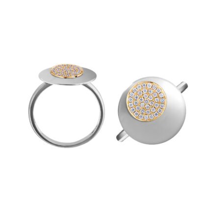 18K White Gold Diamond High Gloss Ring 15mm