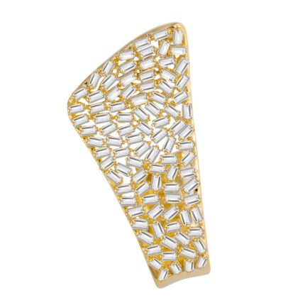 18K Yellow Gold Baguette Diamond Fan Ring