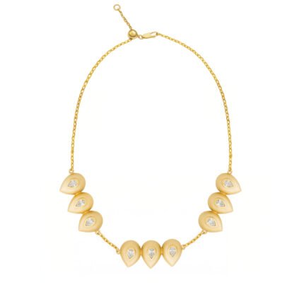 18K Yellow Gold Diamond Pear Necklace