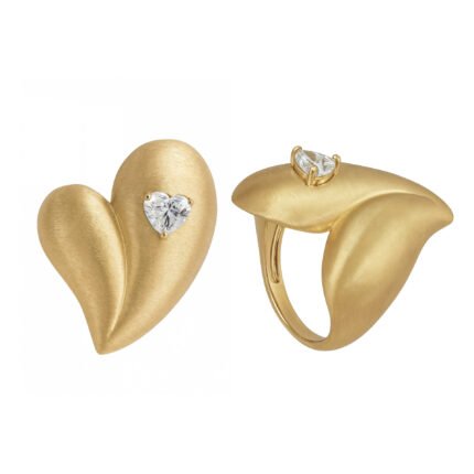 18K Yellow Gold Brushed Ring