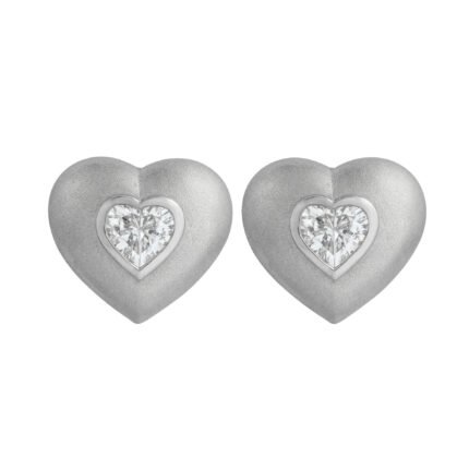 18K Yellow Gold Diamond Brushed Earring