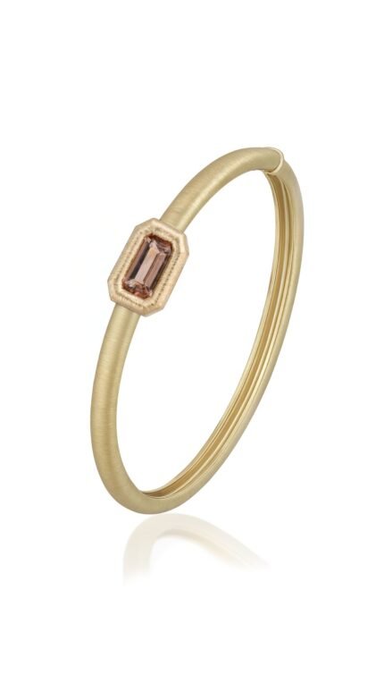 18K Yellow Gold Tourmaline Pink Bangle