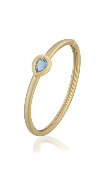 18K Yellow Gold Aqua Marine Bangle