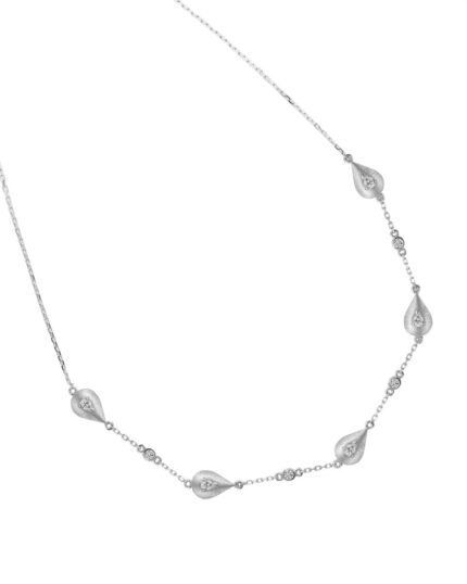 18K yellow gold diamond necklace with five drop-shaped motifs