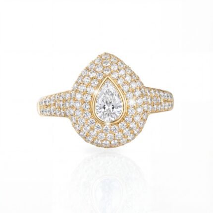 18K Yellow Gold Pear-Shaped Diamond Pavé Ring