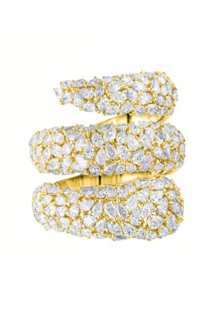 18K Yellow Gold Diamond Spiral Ring