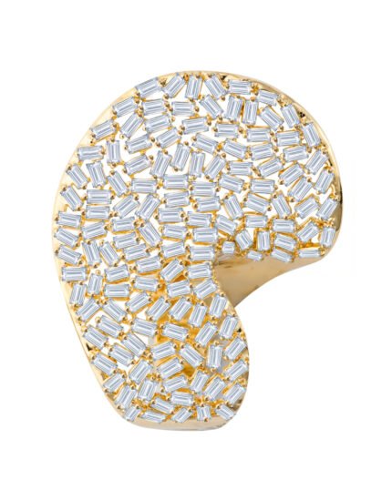 18K Yellow Gold Baguette Diamond Pavé Heart Ring