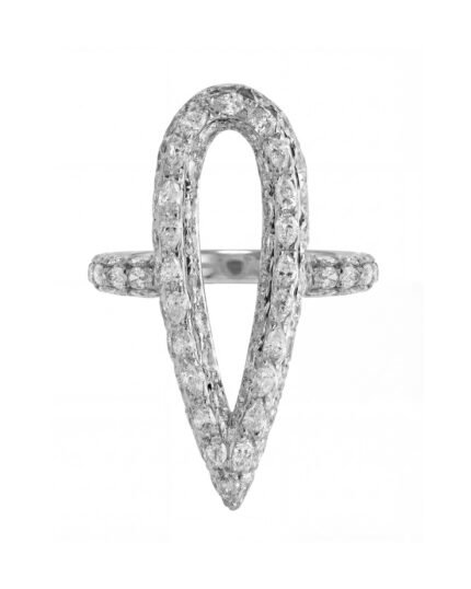 18K White Gold Double Pear Diamond Statement Ring