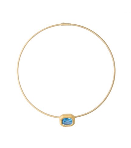 18K Yellow Gold Octagon Aquamarine Necklace