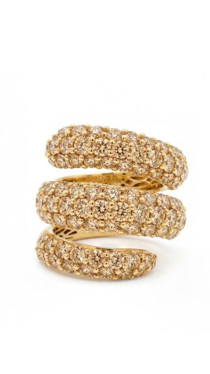 18K Yellow Gold Rose Cut Diamond Spiral Wrap Ring