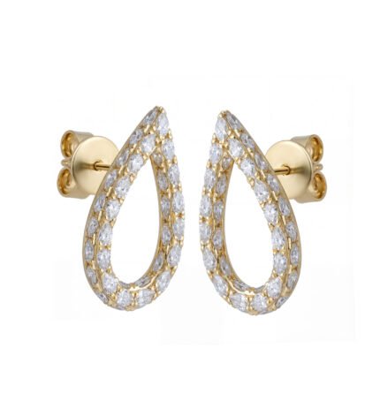 18K Yellow Gold Pear Diamond Teardrop Earrings