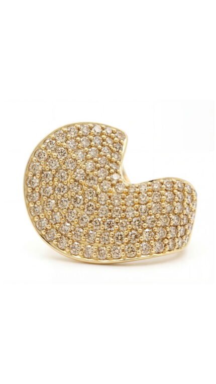 18K Yellow Gold Pavé Diamond Heart Motif