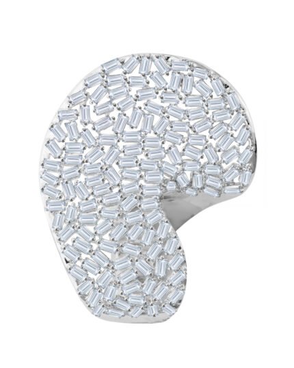 18K White Gold Baguette Diamond Pavé Heart Ring