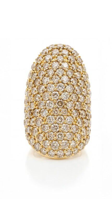 18K Yellow Gold Rose Cut Diamond Dome Pavé Ring