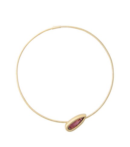 18K Yellow Gold Brown Tourmaline Marquise Necklace