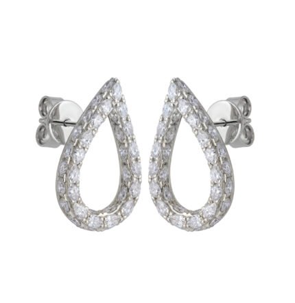 18K White Gold Pear Diamond Teardrop Earrings