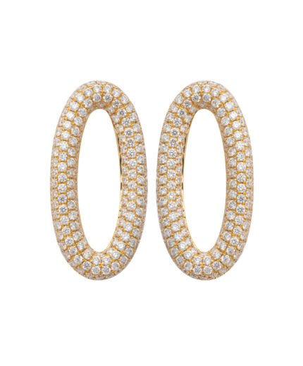 18K Yellow Gold Diamond Pavé Oval Earrings